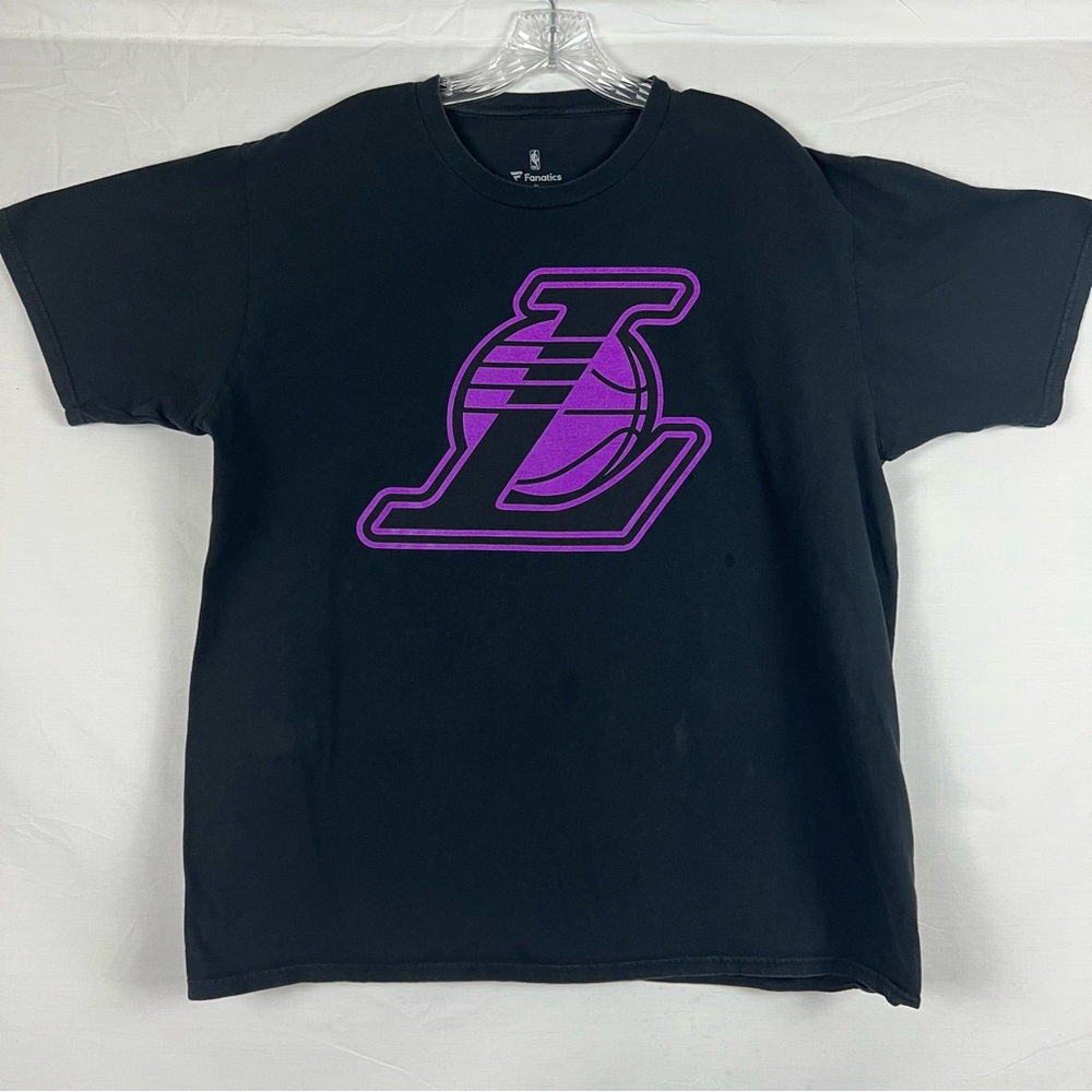FANATICS • Black & Purple LAKERS NBA short sleeve Crewneck T-Shirt Size XL